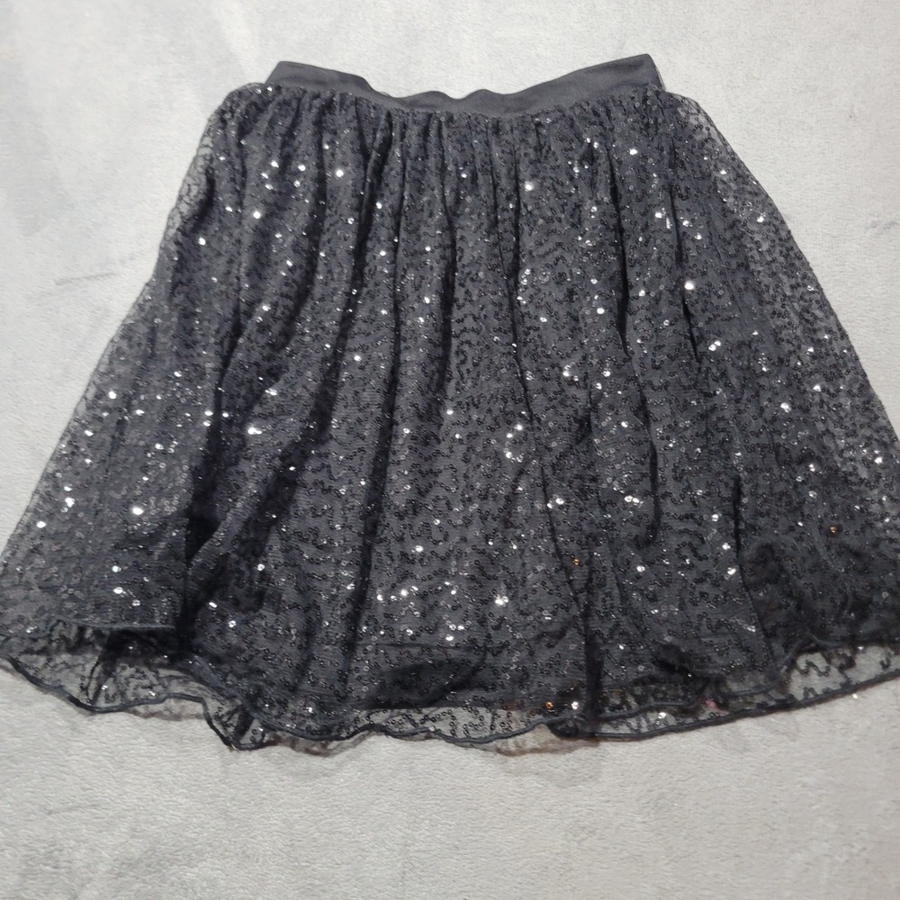 D-Signed Skirt Girls M 10/12 Black Sequin Tutu Disney Party Holiday Sparkle Mesh